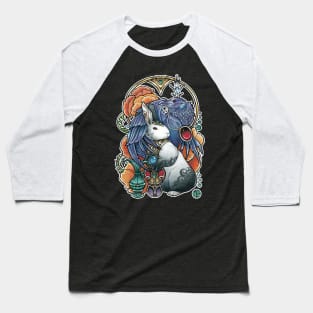 The Rabbit & The Raven - White Outlined Version - No Background Baseball T-Shirt